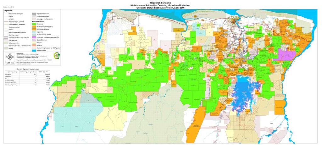 Sustainable Forest Management and production control (data management) Map of timber licenses.
