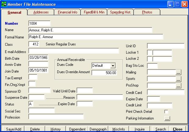 User Guide ClubConnect Accounts Receivable 2. In the Number field, type the member number to override.