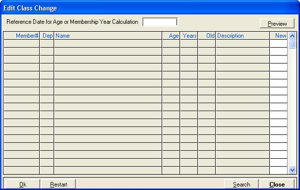 User Guide ClubConnect Accounts Receivable Scan for Class Change Membership classes can be set up so members are automatically moved from class to class based on age or membership length.