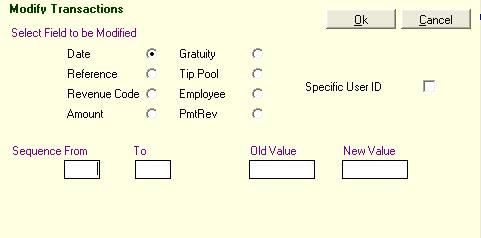 ClubConnect Accounts Receivable User Guide 3. Click Modify. The Modify Transactions fields appear. 4.