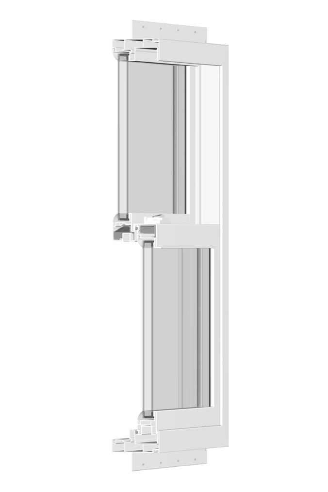 Available in 5/8" flat or 1" sculptured Continuous Head and Sill to create twin and triple window units EZ Action positive action Lock Low-E glass and insulating Argon gas Single glazing, tinted and