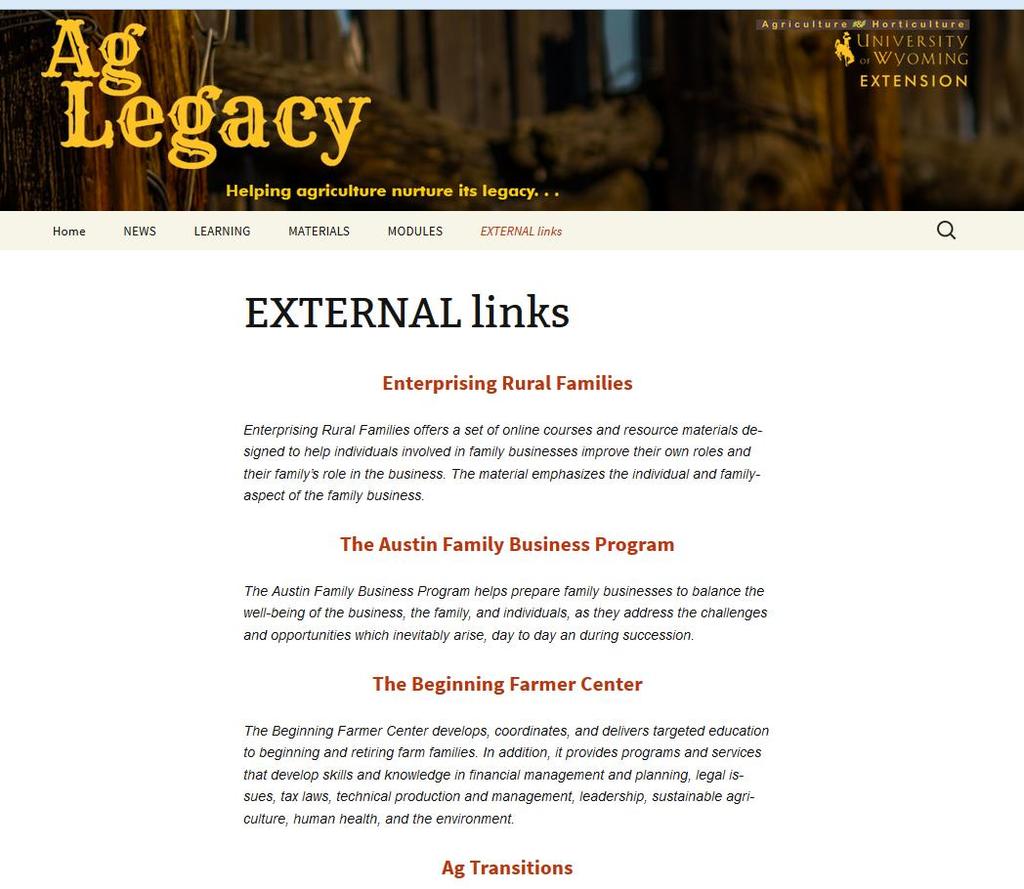 Educational Programs UW Ag Legacy Program Out of state programs Association Educational Programs