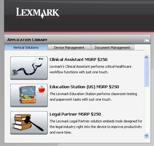 Description Lexmark s Embedded Solution Framework (esf): Is an application platform that resides on the Lexmark devices Allows java-based applications to run directly on the device Enables
