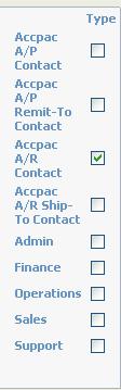 A/R or A/P Contacts (on the Person edit screen) A/R or A/P Addresses (on the Address edit screen) When a person is an Accpac A/P Contact, A/P Remit-To Contact, A/R Contact, or A/R Ship-To Contact,