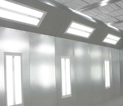 Four-tube fluorescent fixtures with T8 ballasts come standard on all General Purpose Booths.