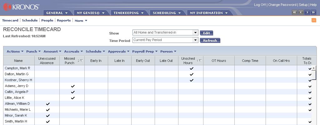 Optional: Select the time span from the Time Period list to view the desired work dates. a.