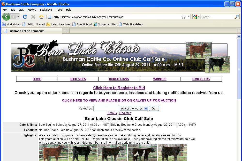 Fifth Annual Bear Lake Classic Online Pasture Bid-Off Sale Online Bidding Instructions Registration: You must first register with Bushman