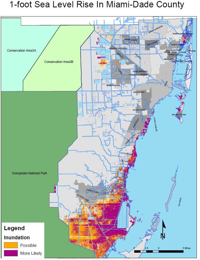 SE FL Regional Vulnerability Analysis Identifies area with elevations below Mean Higher High