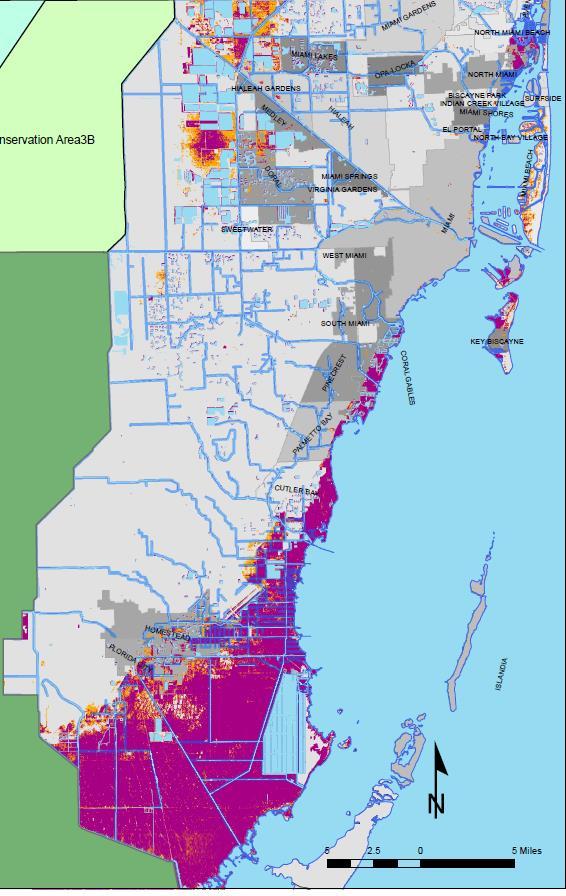 2-foot Sea Level Rise in Miami-Dade County SE FL Regional Vulnerability Analysis 2 ft.