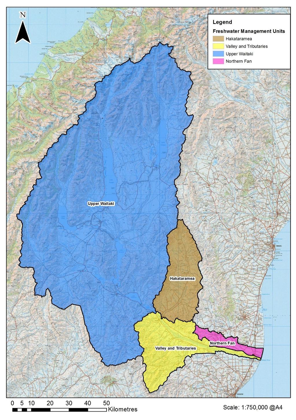 Plan Change 5 to the Canterbury Land and Water Regional Plan Northern Fan Freshwater Management Unit The Northern Fan Freshwater Management Unit encompasses an area of the Waitaki catchment on the