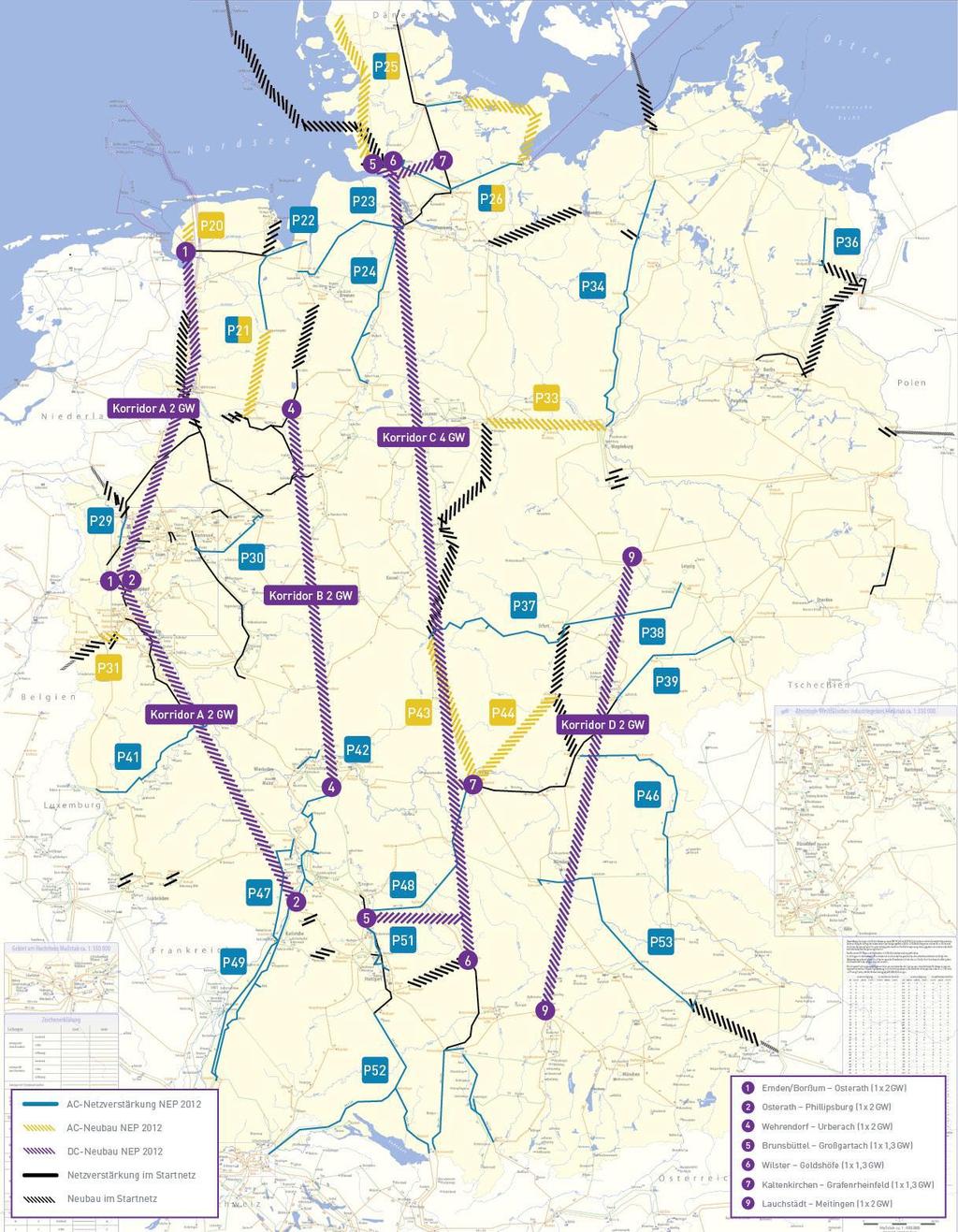 German Grid Development Plan (NEP) Optimizing of the existing corridors: AC- expansion: AC- reinforcement and additional lines: DC- lines: 2.800 km 1.300 km 1.