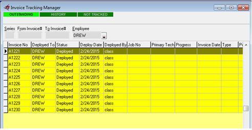 Enter the range of invoice numbers that you are assigning to your technician in the FROM and TO fields 4.