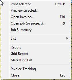 Invoicing Search Fields The INVOICE MANAGER search fields allow you to find invoices based upon the date range during which an invoice was created, or printed, or by entering a specific invoice or