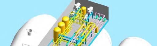 Onboard systems for LNG Onboard gas supply: Full secondary barrier / Drip Tray Thermal separation from the ship