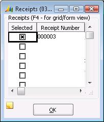 136 Accounts Payable Receipts (03.010.06) Use to select one, several, or all of the receipts associated with a purchase order whose information you are pulling into Voucher and Adjustment Entry (03.