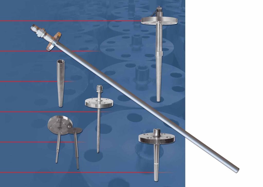 with collar fabricated Thermowells Thermowells protect bimetallic and gas thermometers, resistance temperature detectors and thermocouples, and any probes associated with other measuring instruments