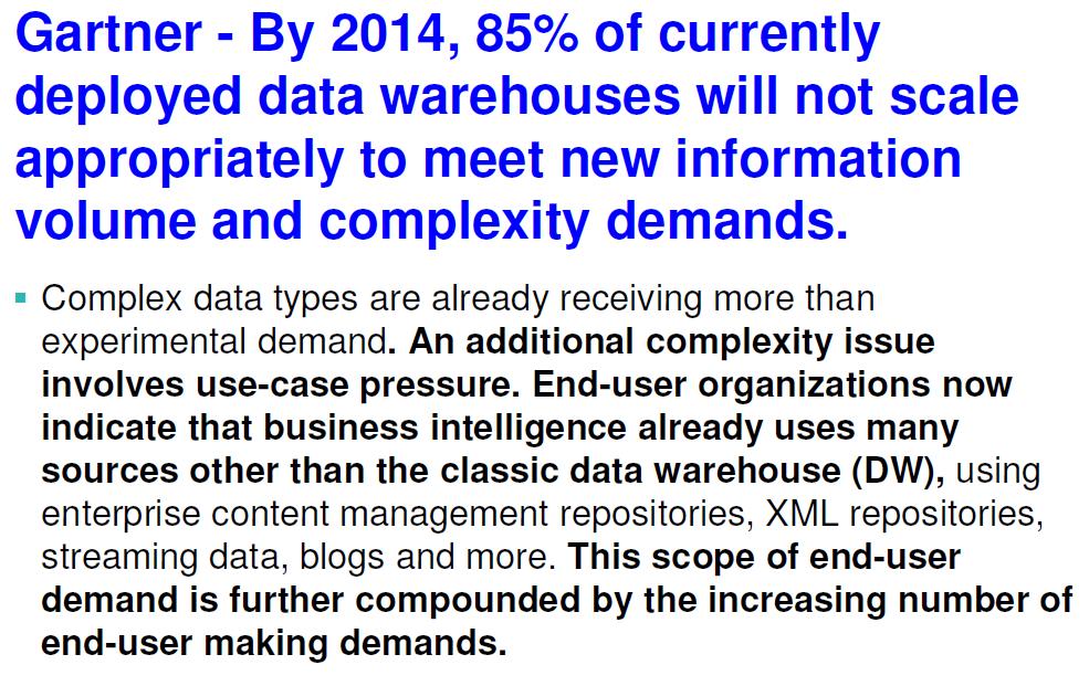 The State of Data Warehouses Gartner Research Publication Date: 1 December 2010 ID