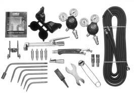 CONTENTS: This outfit also includes F6 flashback arrestors, roller guide, heating tip (Size 8x12 HT), 5 welding tips (Size 8,10,12,15,20) and 4 cutting nozzles (Size 6,8,12,15), as well as the
