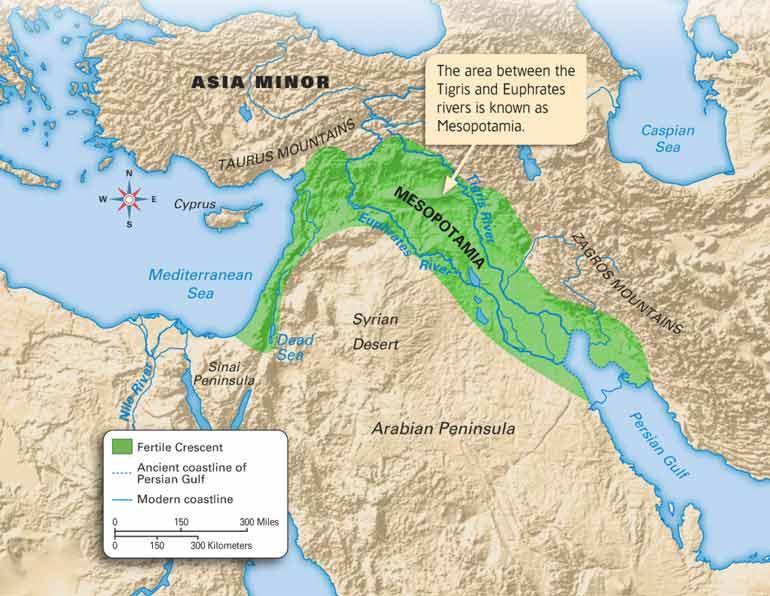 The Land Between the Rivers The Tigris and Euphrates rivers are the most important physical features of the region sometimes known as Mesopotamia (mes-uh-puh-tay-mee-uh).