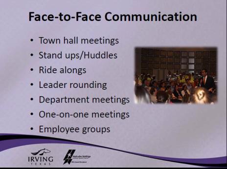 Open Communication City of Irving, Texas 21 High Performance Connecting every person to the