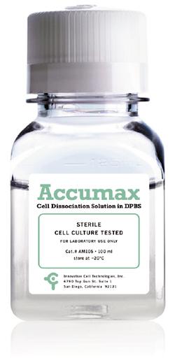 counting, and dissolving cell clumps such as spheroids. Accumax contains the same enzymes as Accutase and is a direct replacement for collagenase.