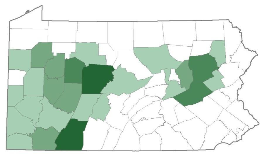 Figure 12 - Number of employees in surface Pennsylvania coal mines by county (2011) 4.