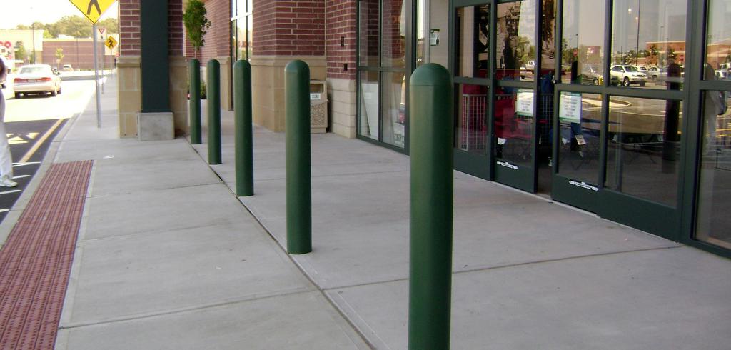 THE ORIGINAL DOME-TOP BOLLARD COVER NEVER PAINT A BOLLARD AGAIN! m a i n t e n a n c e - f r e e d u r a b l e p r o d u c t s MANUFACTURED IN THE U.S.A. Ideal Shield s 1/4 Dome-Top Bollard Cover offers a simple alternative to painting, saving our customers both time and money.