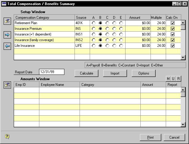 CHAPTER 21 TOTAL COMPENSATION Importing information into the Total Compensation / Benefits Summary window Use the Total Compensation / Benefits Summary window to import information to use in a total