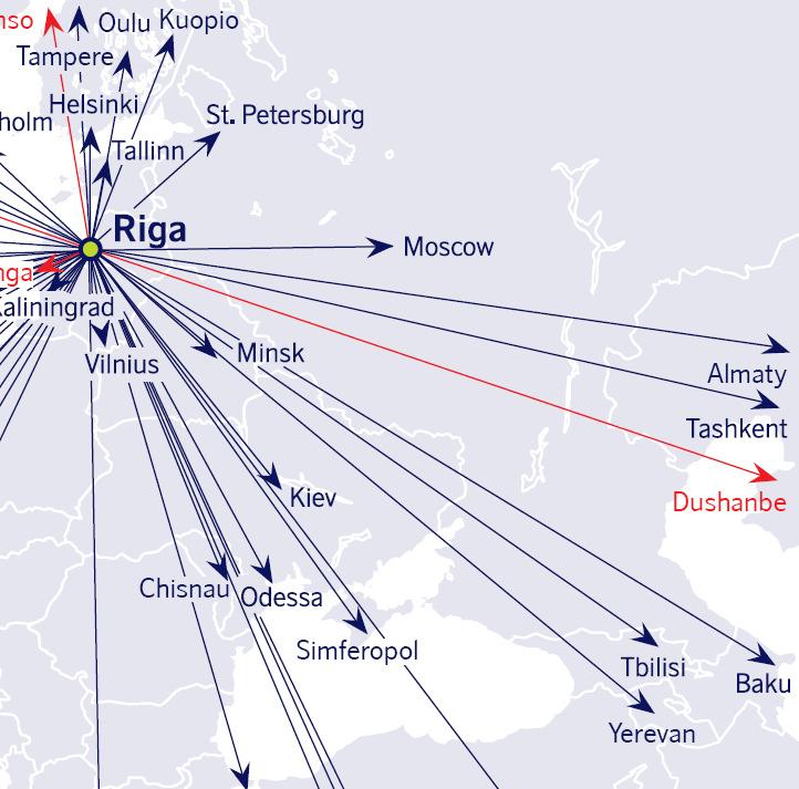 Riga Airfreight gateway to Central Asia and Caucasus (1) Advantages: Air Baltic direct flights Different solutions in cooperation with carriers