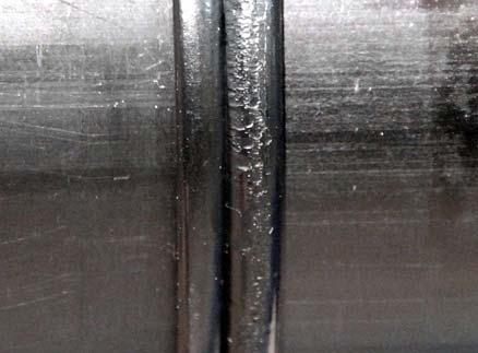 The photograph below is a typical butt fusion bead appearance between 2 inch PE3408(PE80) and PE4710 (PE100) pipes.