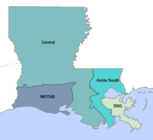 Figure 1: Map of Louisiana Planning Areas For planning purposes, the region served by the Companies is divided into three major planning areas and one sub area.