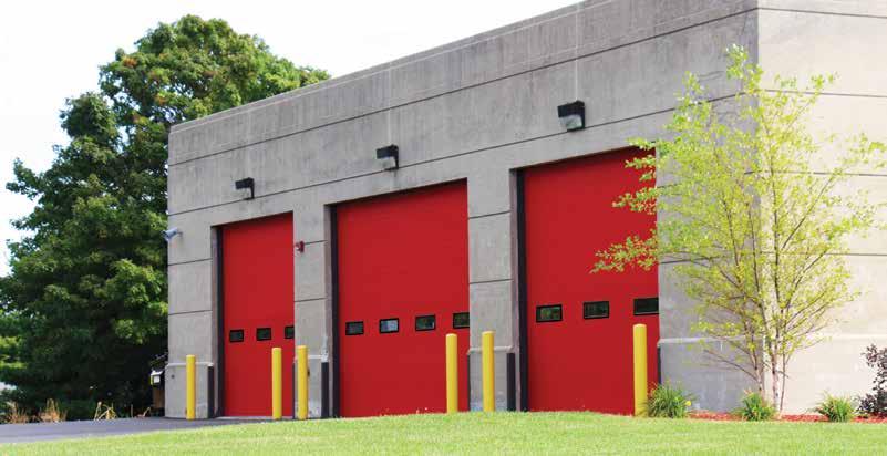 Commercial Sectional TC320, Red Powder Coat with Rectangle Windows Jamb Seal Helps to decrease energy costs and reduce air infiltration by sealing the side of the door when closed.