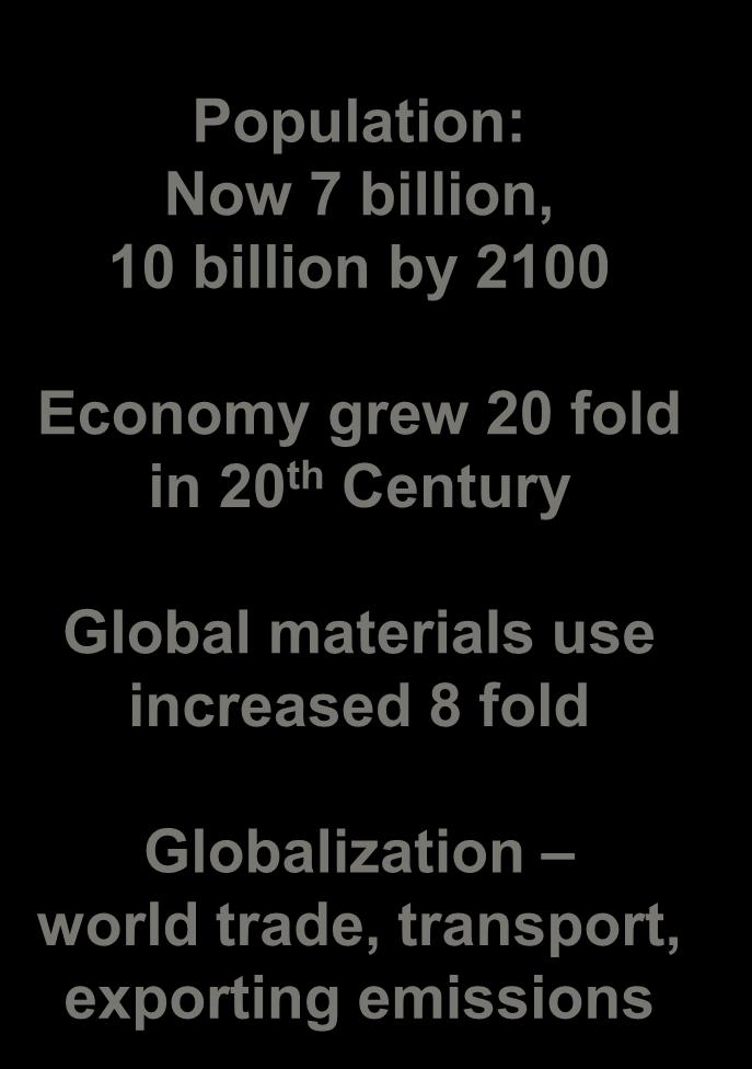 2100 Economy grew 20 fold in 20 th Century Global materials