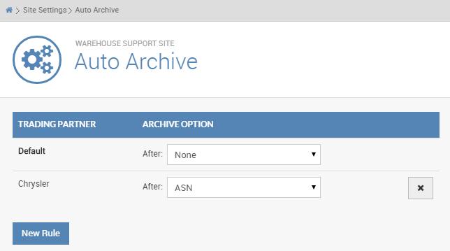 VIII USING THE SITE SETTINGS TAB 1 The auto archive setting has a default setting of NONE, which means your POs do not automatically archive If you want to change this option to auto archive your POs