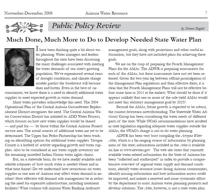 Should we engage more in water planning at the state level?