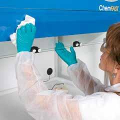 WORK SURFACE ChemFAST cabinet is supplied with acid resistant PVC work surface with special design to drive the liquids spilt to the