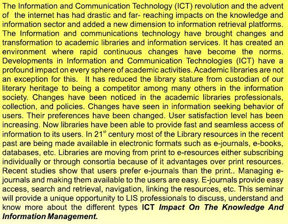 National Conference on Role of ICT in Library Management jointly organised by