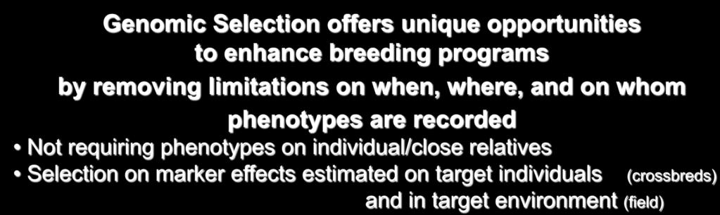 in target environment (field) (crossbreds) With opportunities to reduce