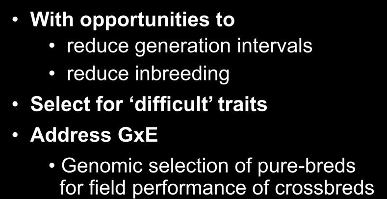 Address GxE Genomic selection of pure-breds for field performance of