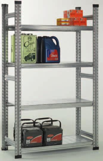 Unlike most shelving packs for sale in DIY outlets, this system is bolt free, easy to build, and easily adjustable. It has all the benefits of industrial shelving at domestic prices.
