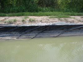 Polypropylene In two lining projects, polypropylene was applied on existing concrete canals (Project 4 and 9). To date, these two lining projects are in excellent condition, with no visual damage.