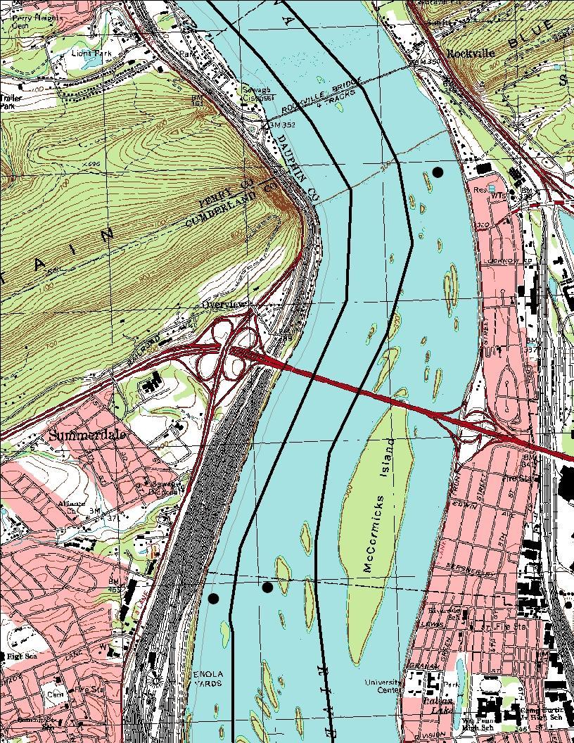 Susquehanna River @ Harrisburg (Three Distinct Influences) Harrisburg East is heavily influenced by the Susquehanna Mainstem