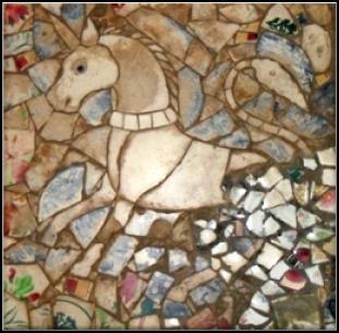 Moreover, with reference to the legends; the body of horse, tail of lion, legs of deer and the horn; formed with white colour could also be seen. Mane of the horse is white in colour.