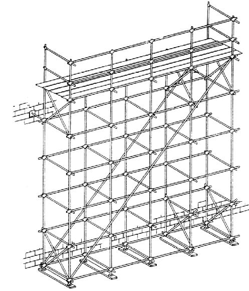 Drawings and Illustrations This Appendix provides drawings of particular types of scaffolds and scaffold components, and graphic illustrations of bracing patterns and tie spacing
