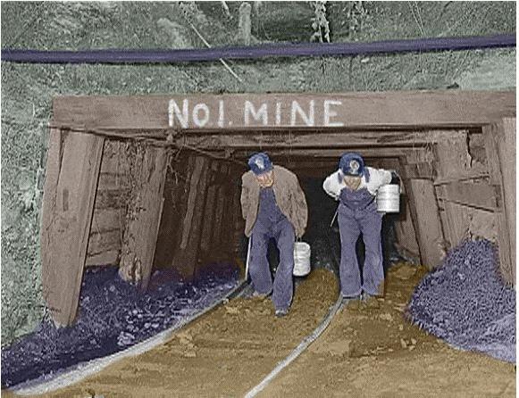 e. Underground coal mining tunnels are dug and pillars of