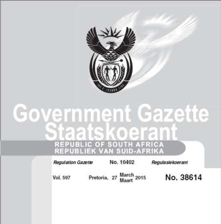 Regulations on Energy Consumption Reporting and Energy Management Plans Government (DoE) Notice R259 of the National Energy Act 2008 published for comment on 27Mar2015: All industrial facilities,