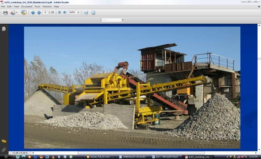 3.2.1. EQUIPMENT REQUIRED FOR PREPARATION OF RCA Crushing: The concrete debris is crushed into smaller pieces and the equipment used for this is either a jaw or an impacted mill crusher.