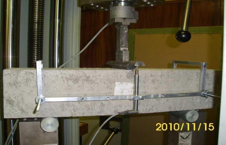 Test setup and loading methods The loading method is shown in Figure 4.13 for the flexural strength test. The test is carried out in the flexural test machine.