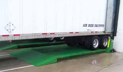 Truck levelers reduce the ramp angle to the back of the trailer by safely raising or lowering the trailer to match the height of the loading dock.