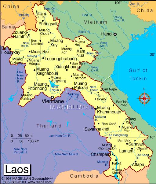 Geographical Location China (505 km in the north) Vietnam (2,069 km in the east) Myanmar (236 km in the north